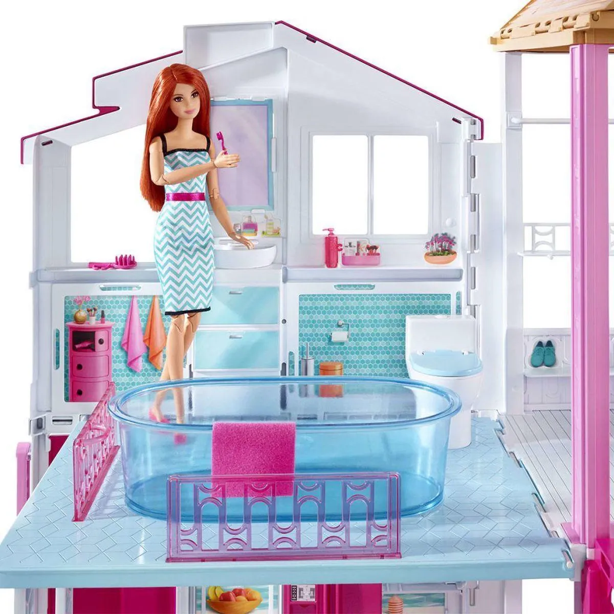 Barbie Malibu Huis met 3 Verdiepingen - Modepop - 8 Meubels - afbeelding 6 van 6