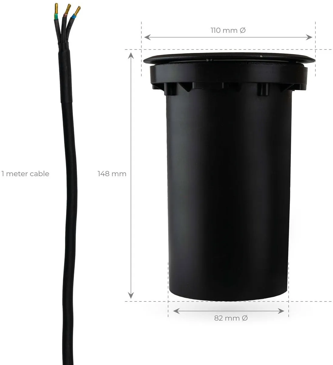 Ledvion LED Grondspot 5W 6500K GU10 IP67 - Zwart