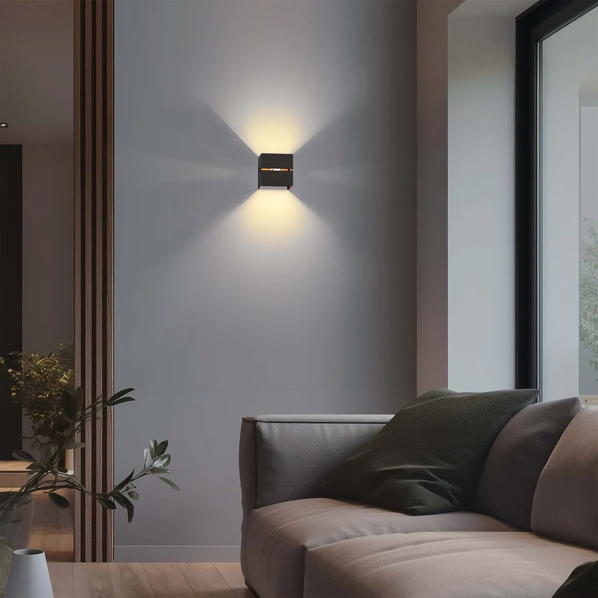 LEDVION Wandlamp 3W 3000K IP54 - 2x USB Oplaadbaar Zwart