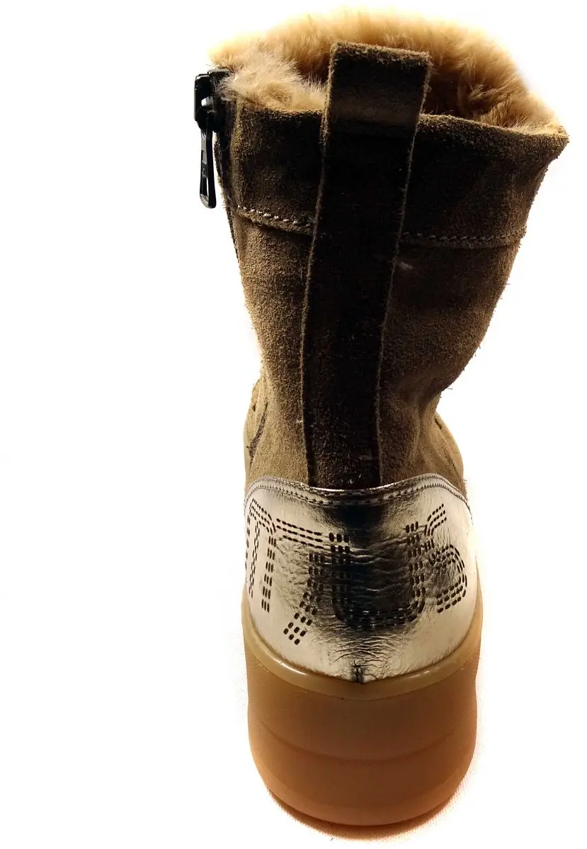 Mjus warme veterboot L98205.101.0001 BEIGE / COMBI