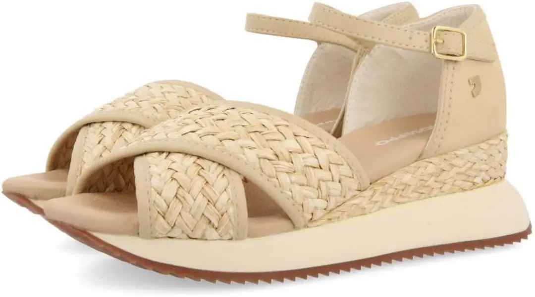 GIOSEPPO Dames Rinsey Wedge Sandalen met Raffia