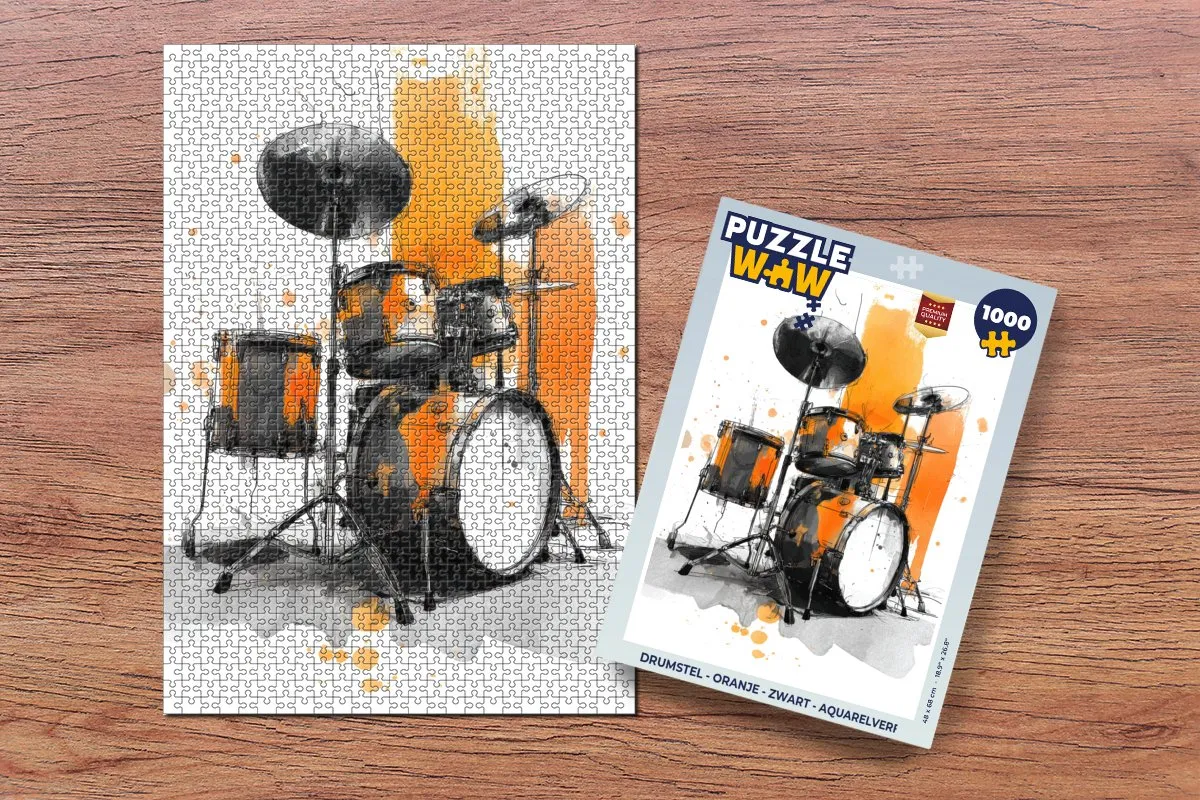 PuzzleWow Drumstel Puzzel 1000 Stuks - Oranje/Zwart