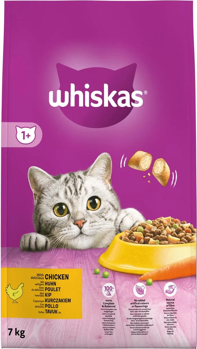 Whiskas Kattenbrokken Adult 1+ Kip - 7kg