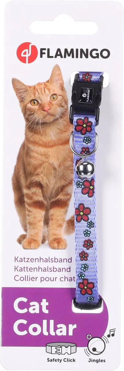 Flamingo Kattenhalsband Bloem 30cm - Blauw