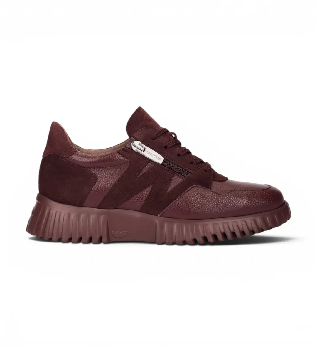 Wonders Wilde leren sneakers granaatrood