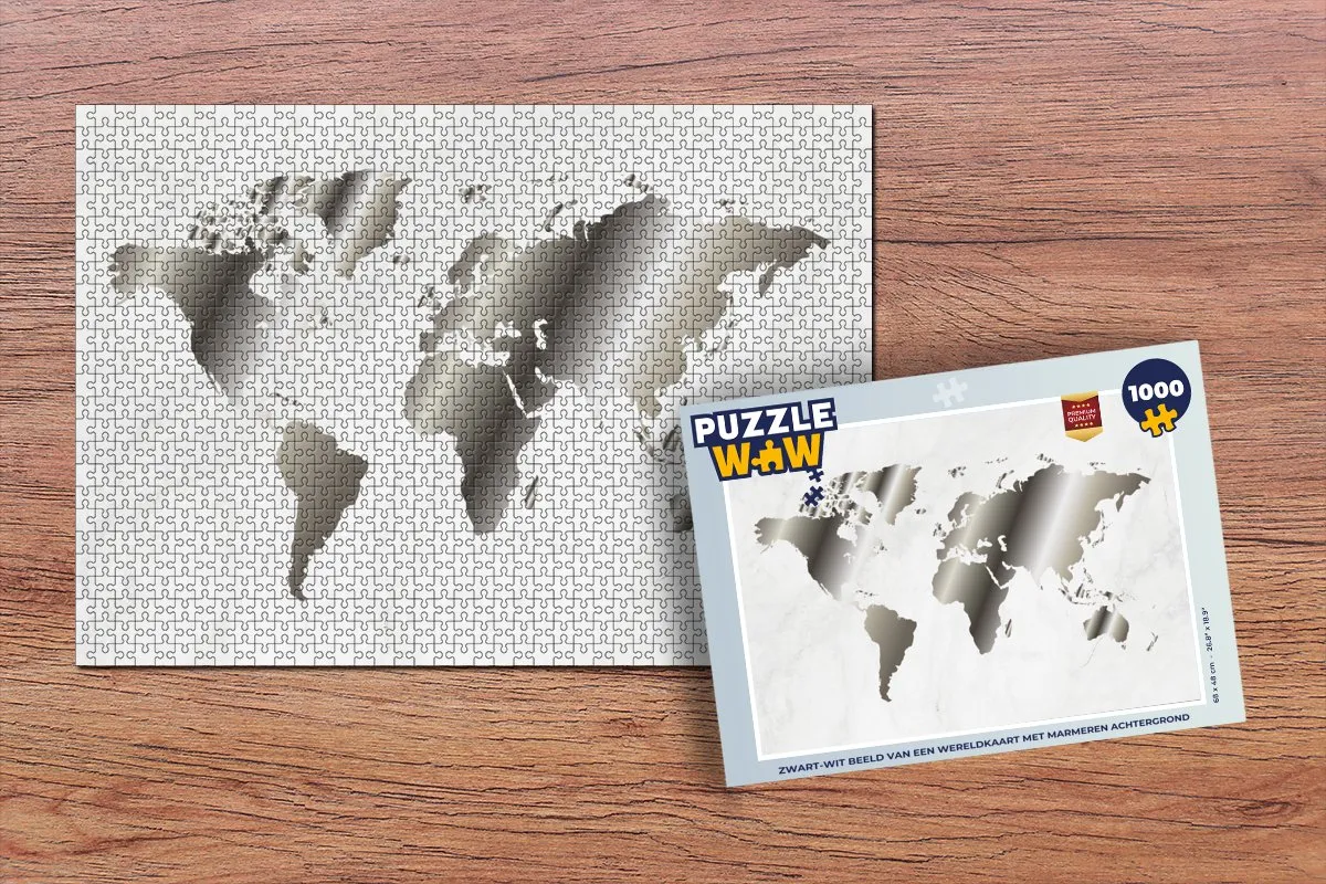 PuzzleWow Wereldkaart Legpuzzel 1000 Stuks - Multicolor
