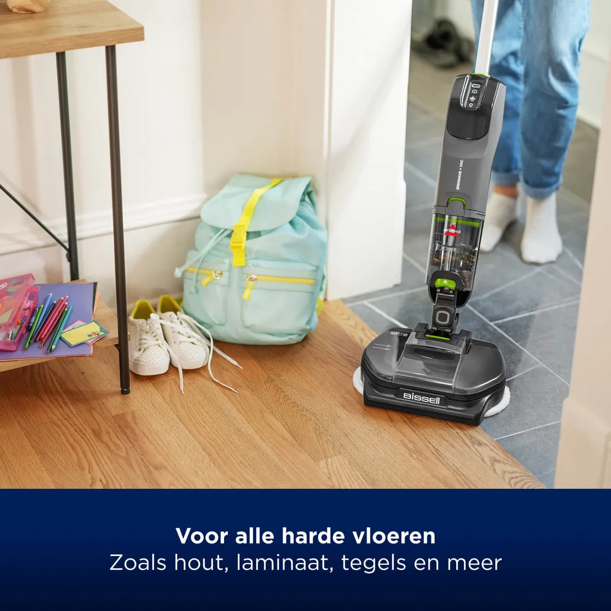 BISSELL SpinWave + Vac Select 3893N Dweilstofzuiger - 70 Min - Zwart/Grijs/ Groen