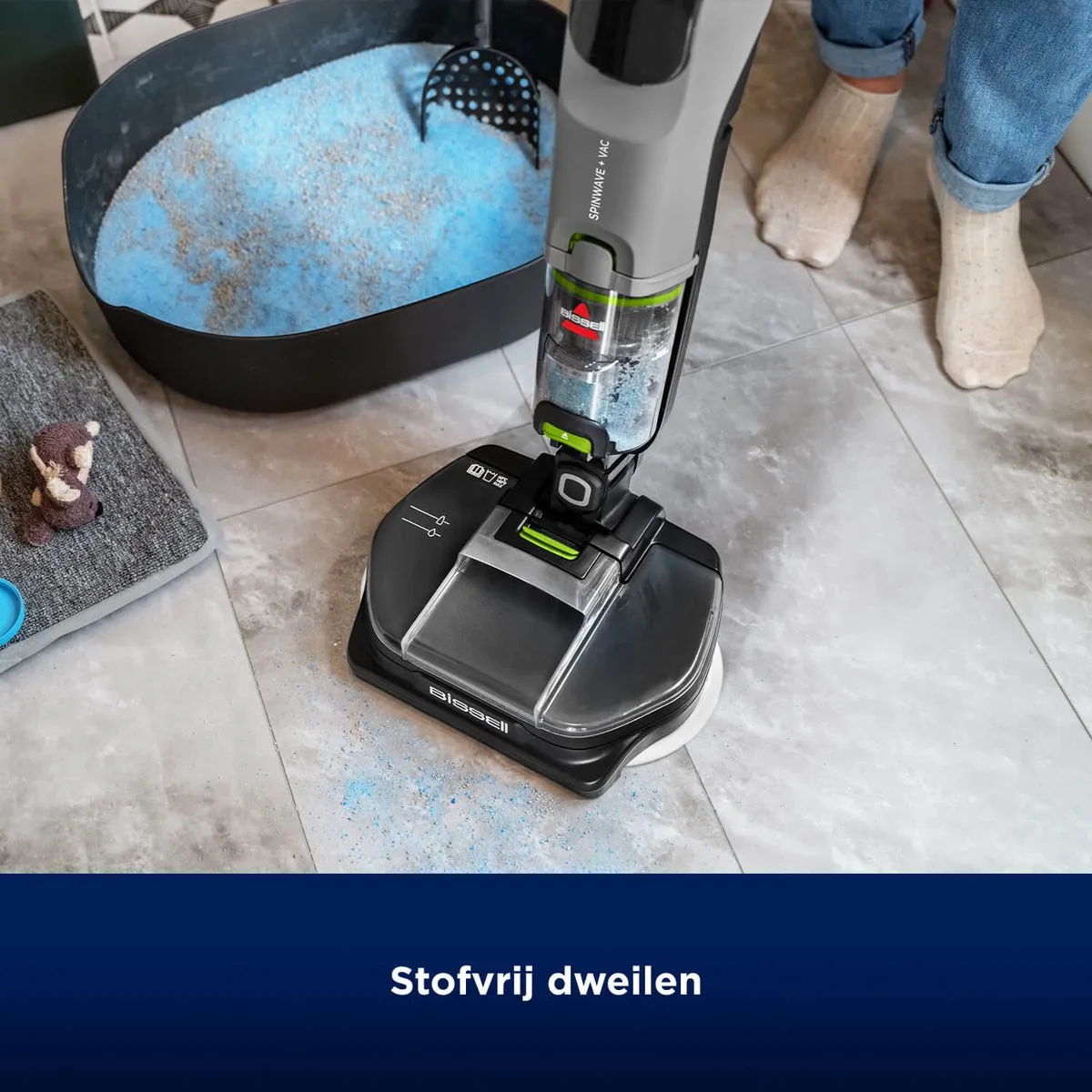BISSELL SpinWave + Vac Select 3893N Dweilstofzuiger - 70 Min - Zwart/Grijs/ Groen - afbeelding 6 van 6