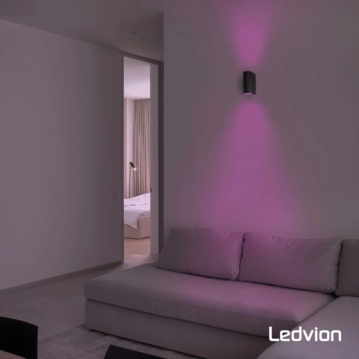 Ledvion SMART Wandlamp Santa Barbara RGB - 2x 0.5W - IP54 - Zwart - afbeelding 6 van 6