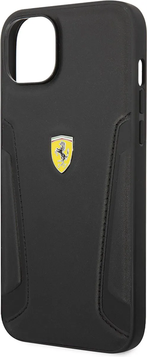 Ferrari iPhone 14 Plus Hoesje - Effen Zwart Leer