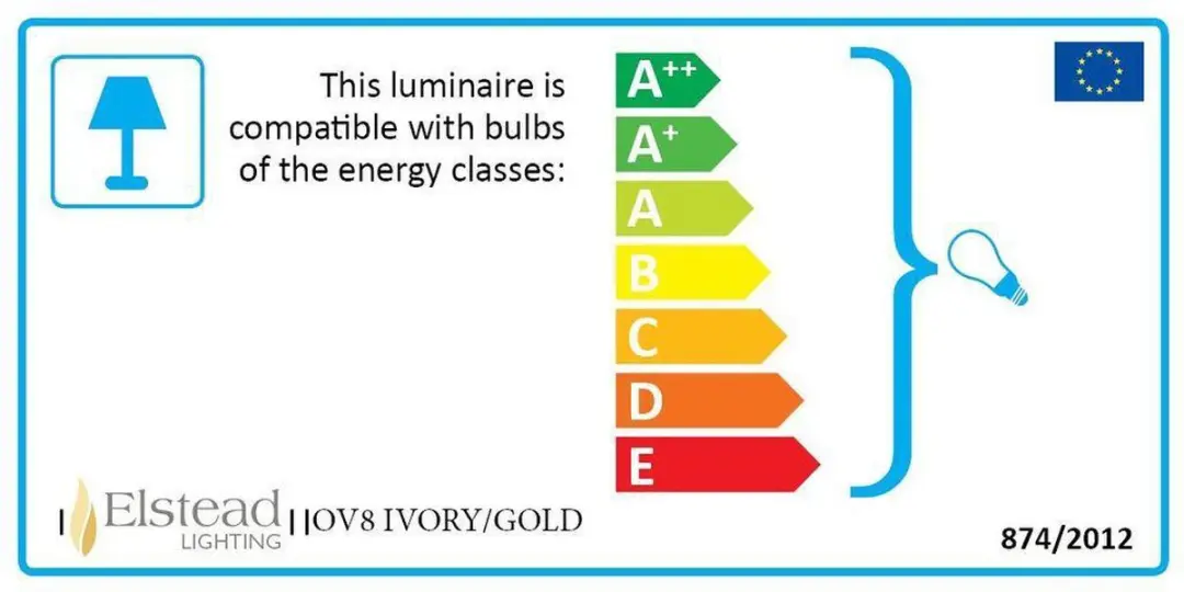 Elstead Lighting Olivia Kroonluchter 8x E14 - Ivoor/Goud - afbeelding 4 van 6