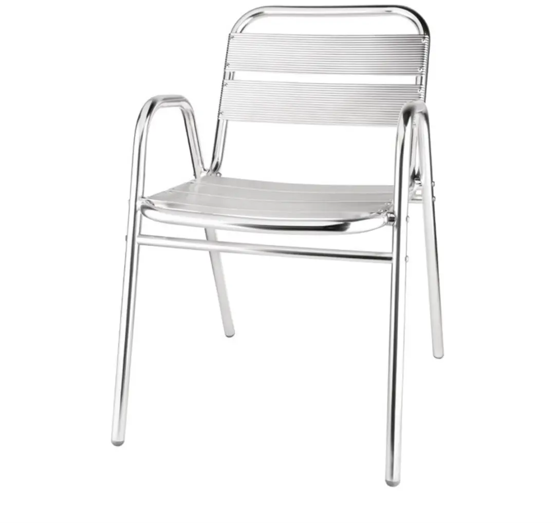 Bolero Aluminium Stoel met Armleuning ( Set van 4 )
