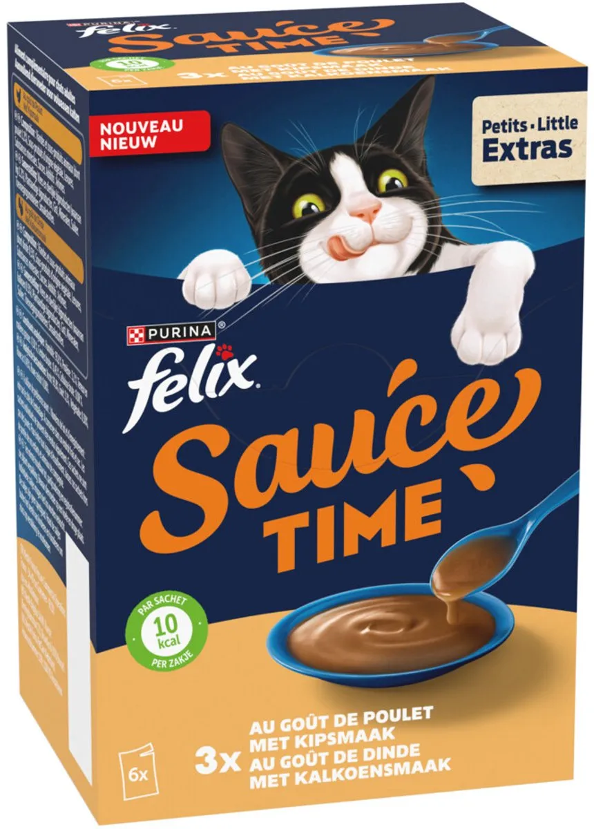 Felix Kattensnack Sauce Time Kip & Kalkoen - 6x40 gr
