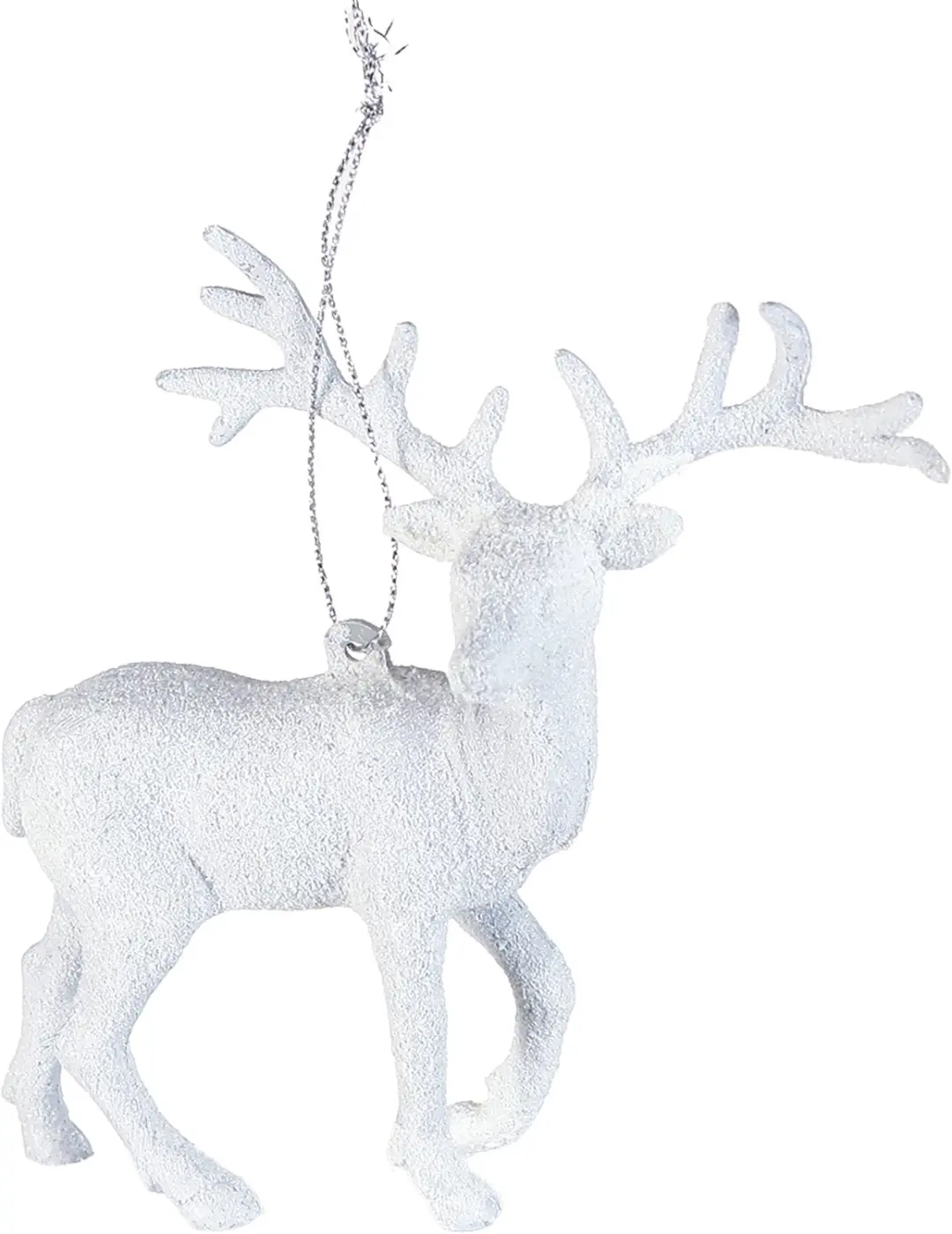 Kerst  Rendier Plastic  Glitter Wit/Glitters L4.00-W14.00-H14.00cm