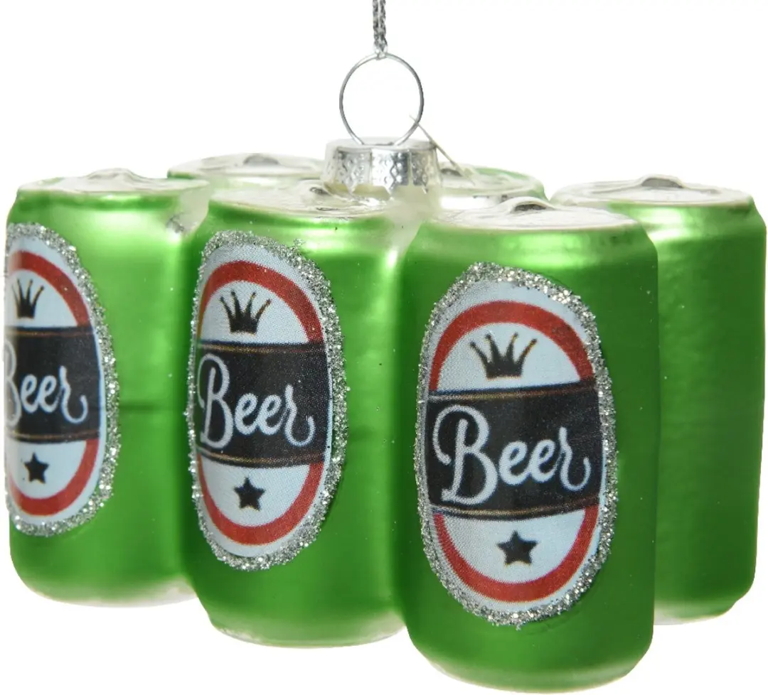 Decoris Glas Bierblik Hanger 6x9x8cm Groen