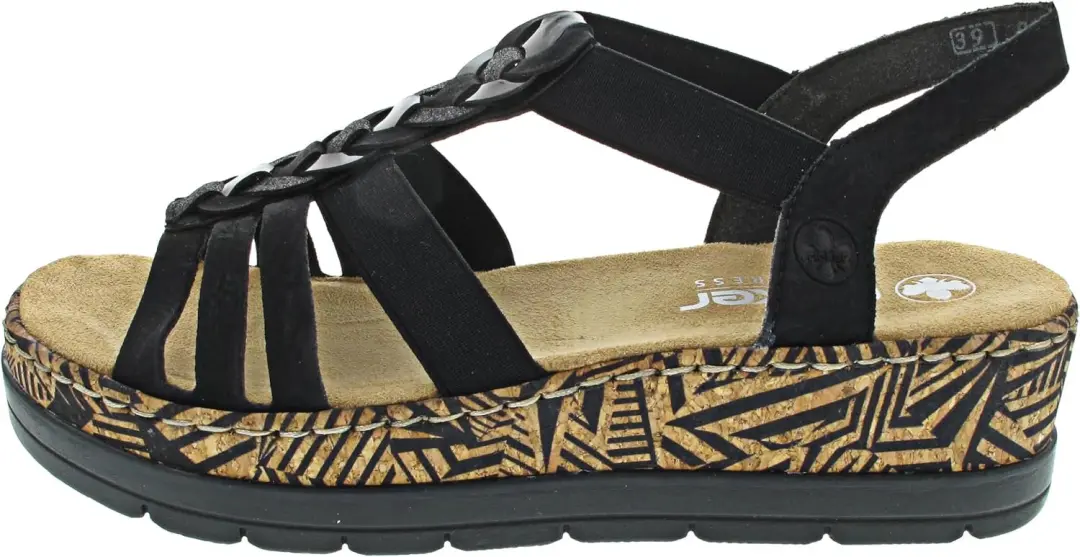 Rieker Dames Keilsandalen Zwart