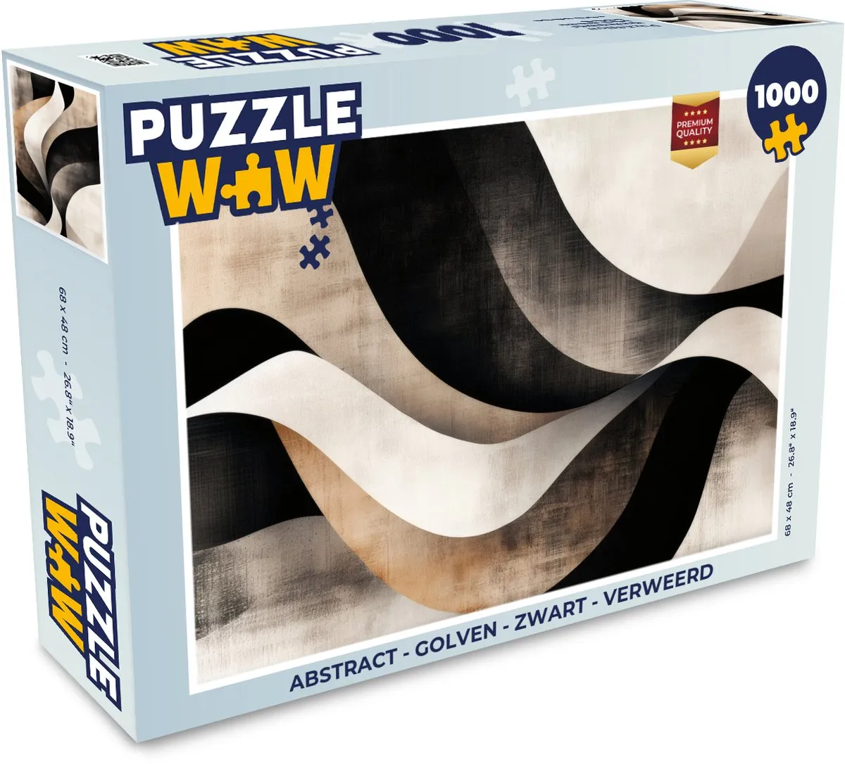 PuzzleWow Abstract Golven Legpuzzel 1000 Stuks - Zwart