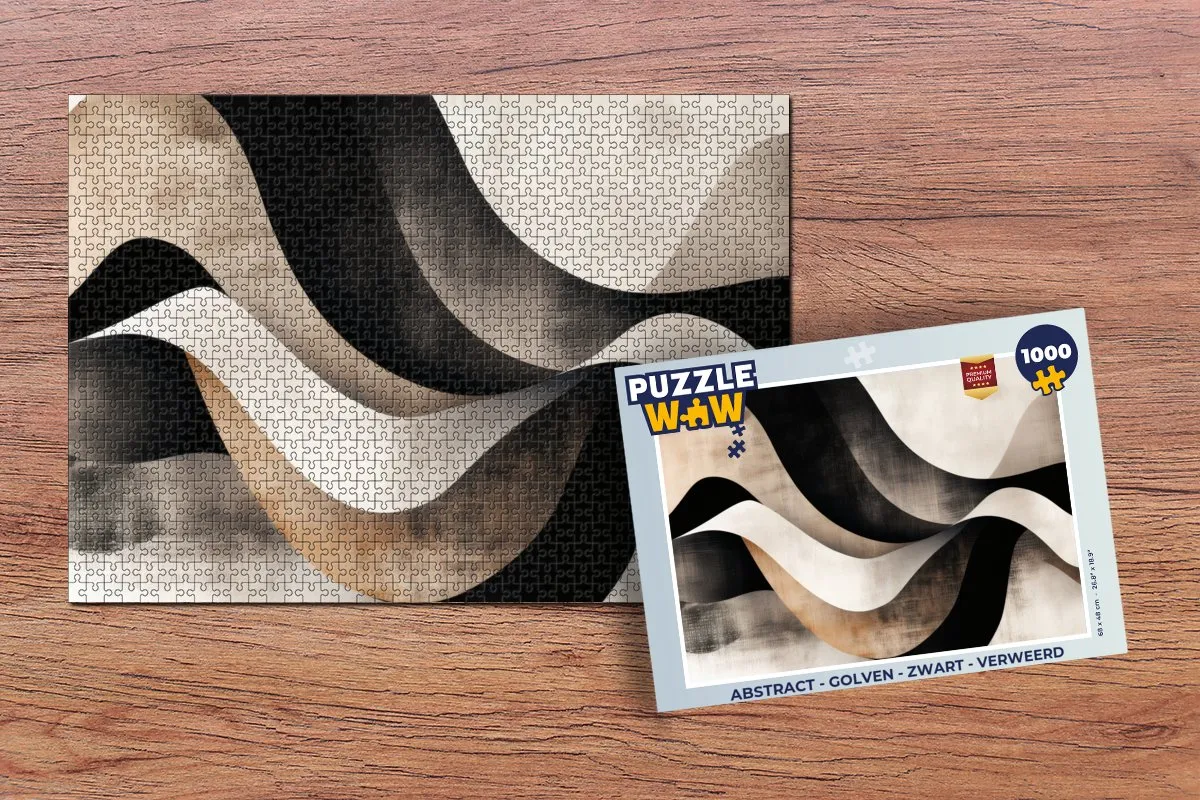 PuzzleWow Abstract Golven Legpuzzel 1000 Stuks - Zwart