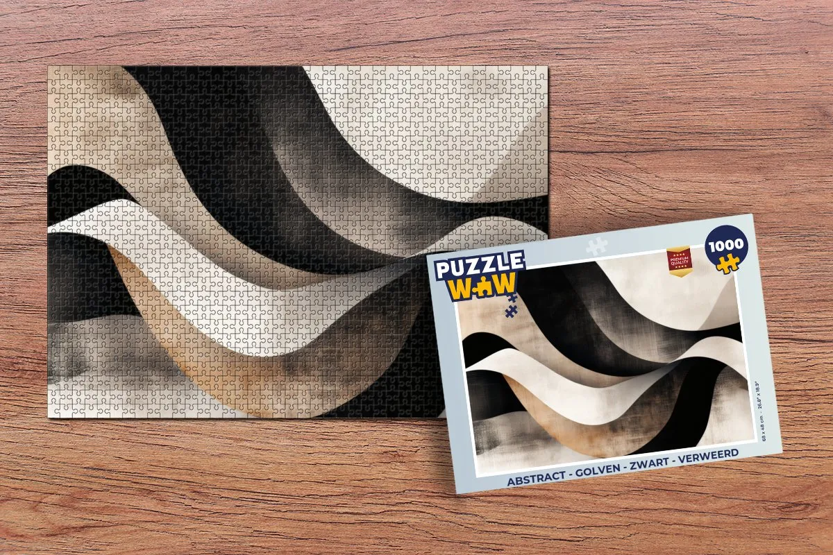 PuzzleWow Abstract Golven Legpuzzel 1000 Stuks - Zwart
