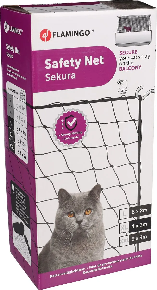 Flamingo Kattenbeschermnet 3x4m - Zwart - afbeelding 6 van 6