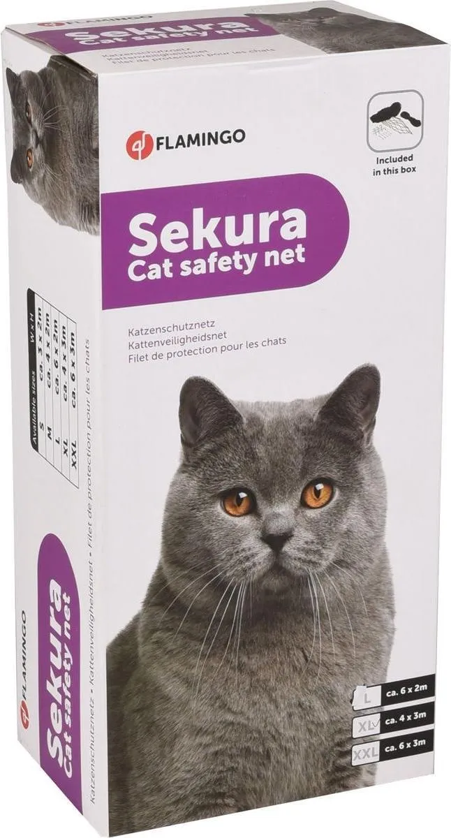 Flamingo Kattenbeschermnet 3x4m - Zwart
