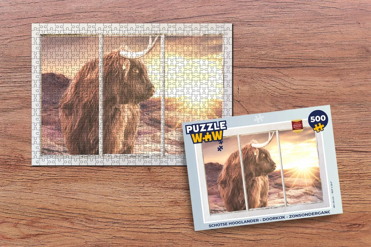 PuzzleWow Schotse Hooglander Legpuzzel 500 Stuks - Multicolor