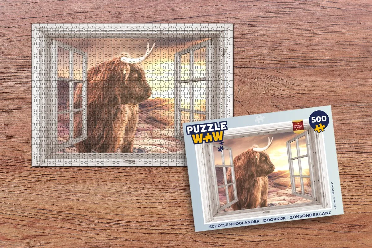 PuzzleWow Schotse Hooglander Legpuzzel 500 Stuks - Multicolor