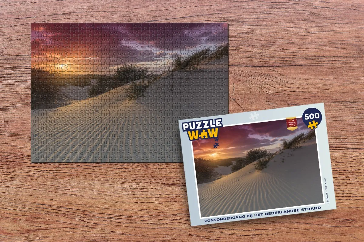 PuzzleWow Legpuzzel Zonsondergang Strand 500 Stuks - Multicolor