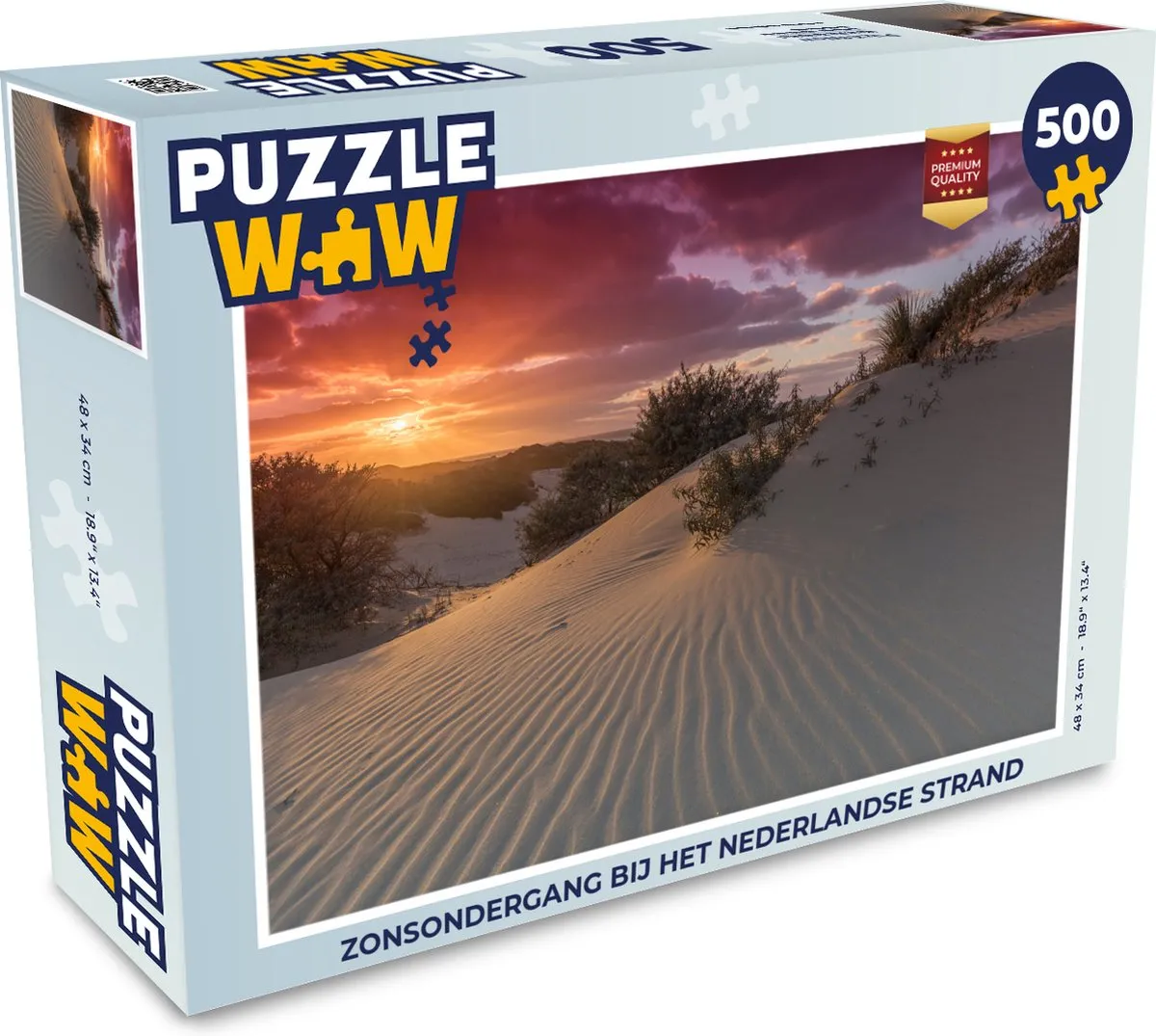 PuzzleWow Legpuzzel Zonsondergang Strand 500 Stuks
