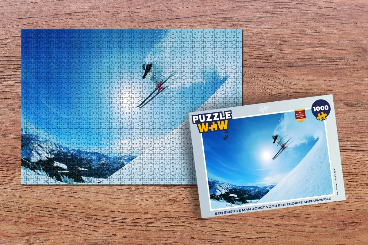 PuzzleWow Legpuzzel Skiënde Man 1000 Stuks - Multicolor