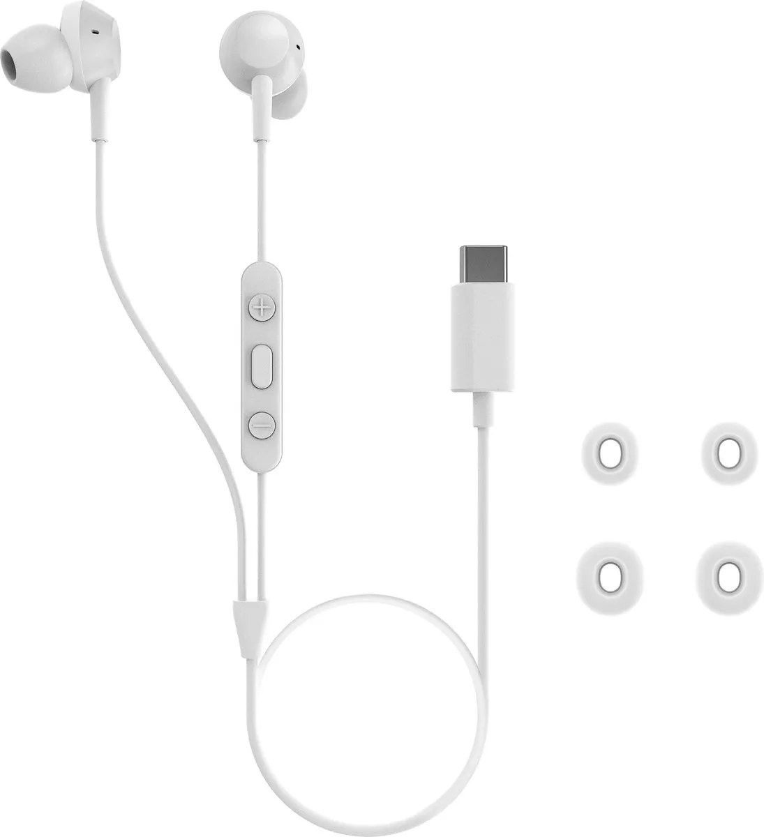 PHILIPS TAE5000 In-ear Hoofdtelefoon met Microfoon | Lichtgewicht Bedraad | USB-C | 1,2 m Kabel | Afstandsbediening 3 Knoppen | 3 Maten Oordopjes | Comfortabele | Helder Geluid en Krachtige Bass | Wit