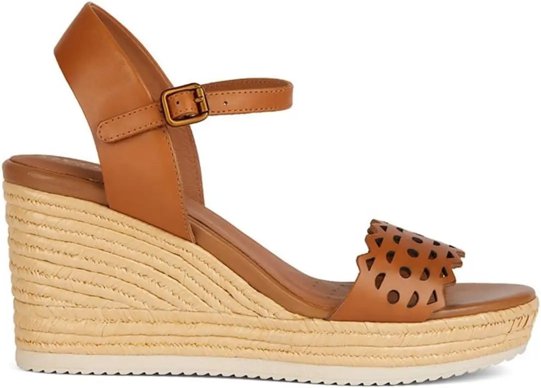 Geox Ponza Esparto Sleehak Sandalen Goud EU 35 Vrouw