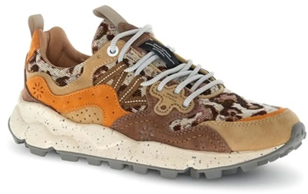 Flower Mountain dames sneakers bruin, beige leopard