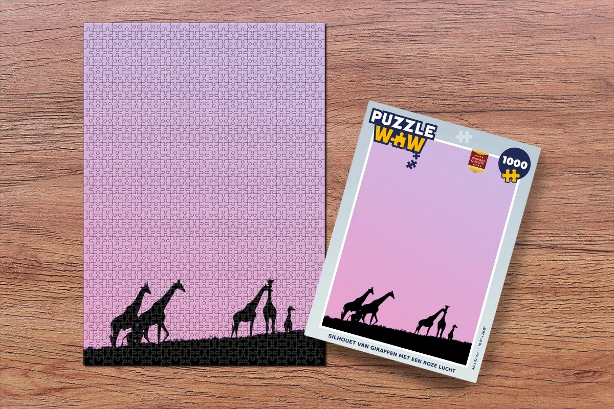PuzzleWow Giraffen Silhouet Legpuzzel 1000 Stuks - Multicolor