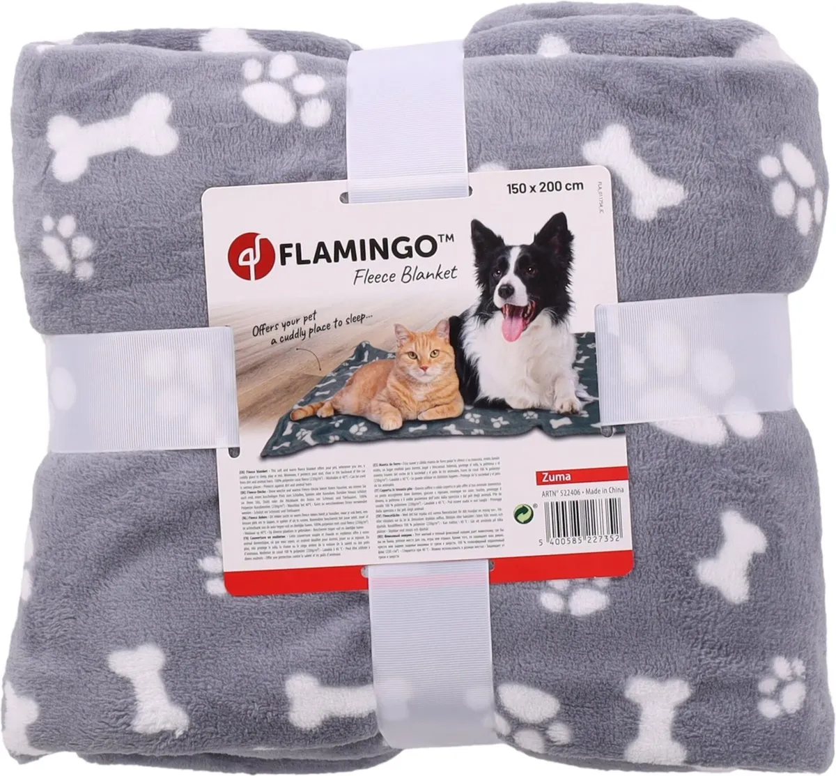 Flamingo Zuma Fleece Deken - 150x200cm - Grijs