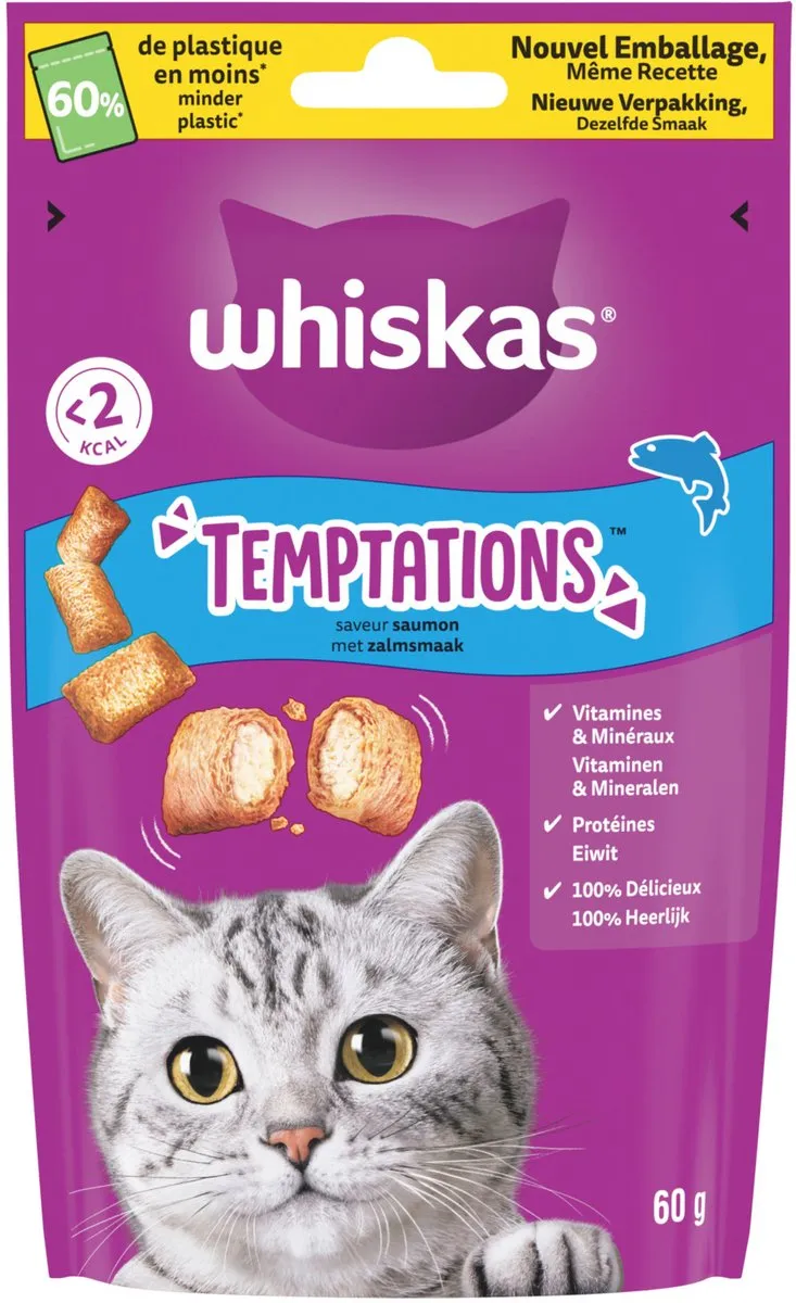 Whiskas Temptations Verwensnacks Zalm 60g