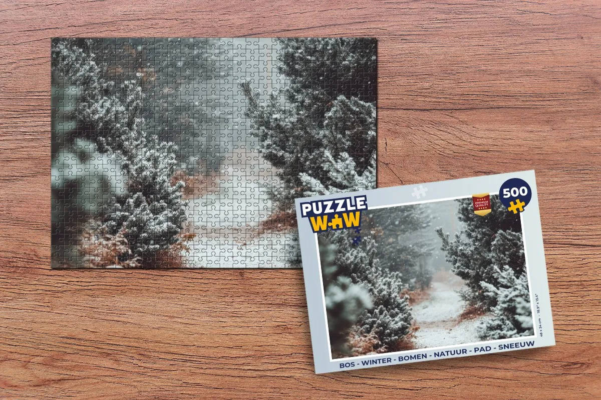 PuzzleWow Bos Winter Bomen Pad Sneeuw Legpuzzel 500 Stuks