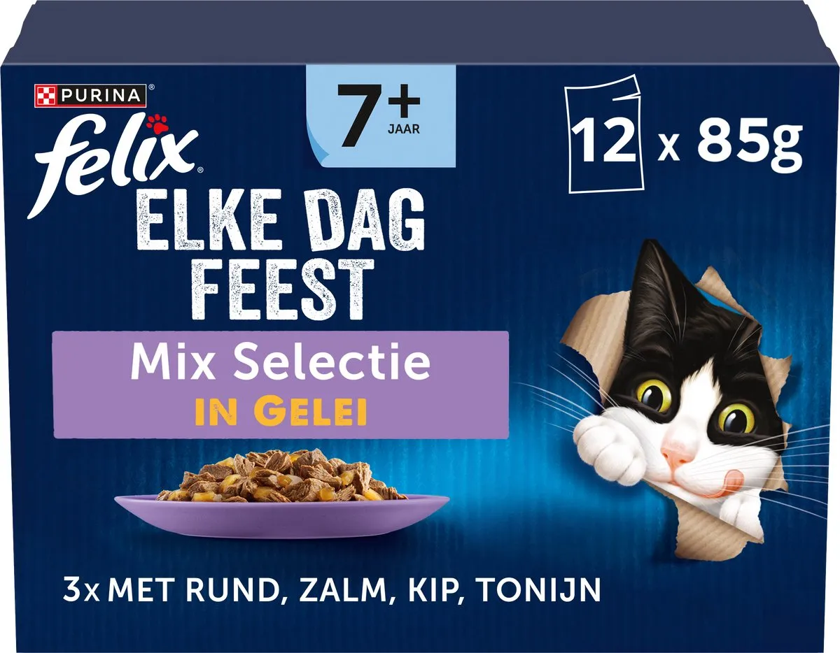 Felix Elke Dag Feest 7+ Senior Mix Selectie Natvoer - 48 x 85g