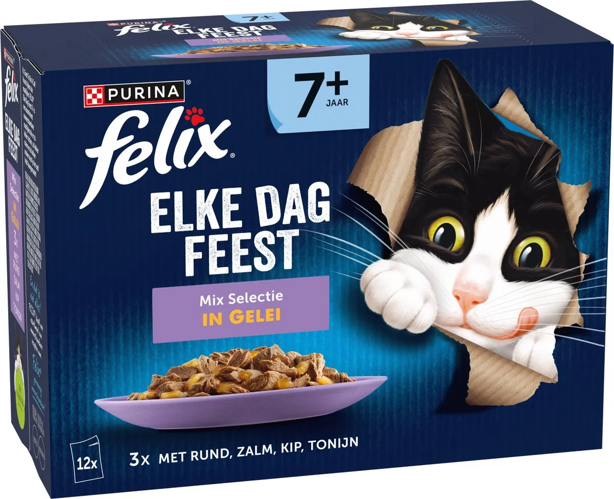 Felix Elke Dag Feest 7+ Senior Mix Selectie Natvoer - 48 x 85g - afbeelding 6 van 6