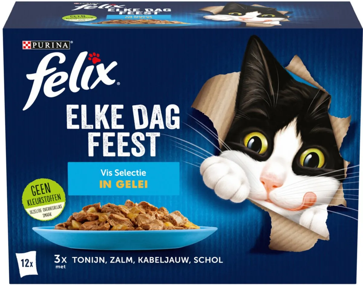 Felix Kattenvoer Nat in Gelei Elke Dag Feest Vis Selectie - 12 Stuks