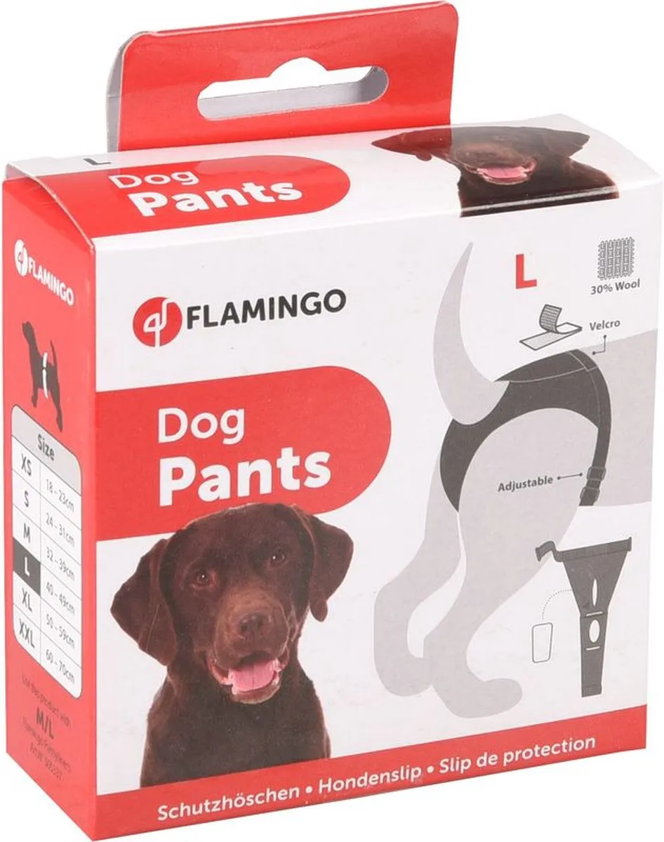 Flamingo Hondenslip Velcro - Zwart L