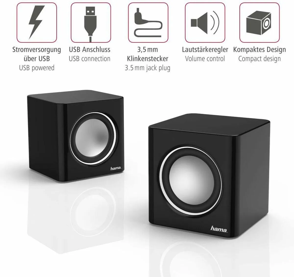 Hama Sonic Mobil 185 Notebookluidsprekers - 3W - Zwart/Zilver