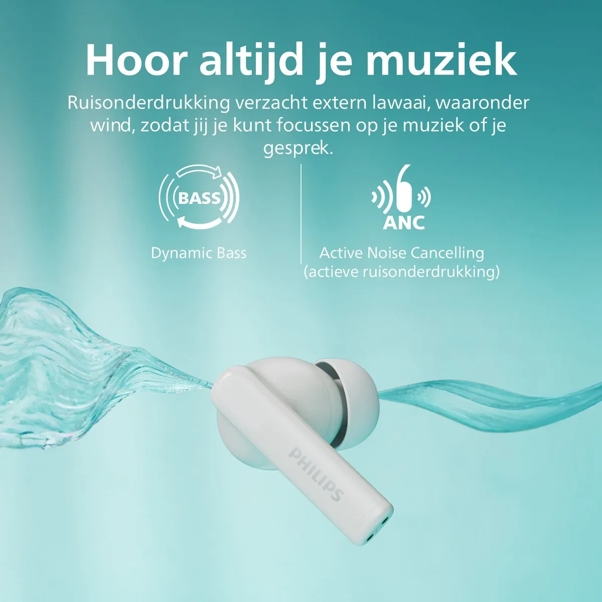 Philips TAT2520WT TWS Oordopjes - ANC - 20 uur - Wit