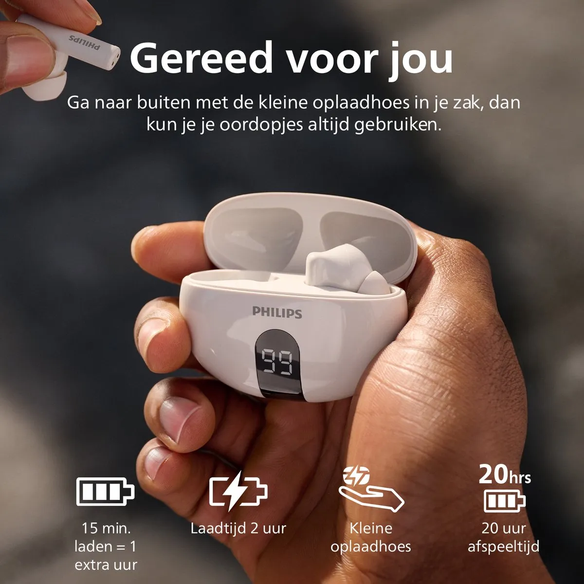 Philips TAT2520WT TWS Oordopjes - ANC - 20 uur - Wit - afbeelding 6 van 6