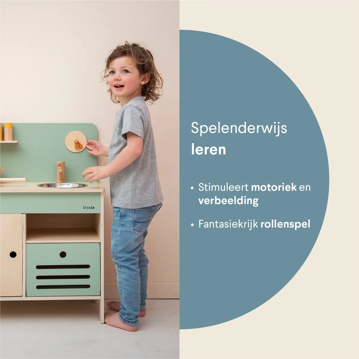 Trixie Houten Speelgoedkeuken - Multi - Met wasbak