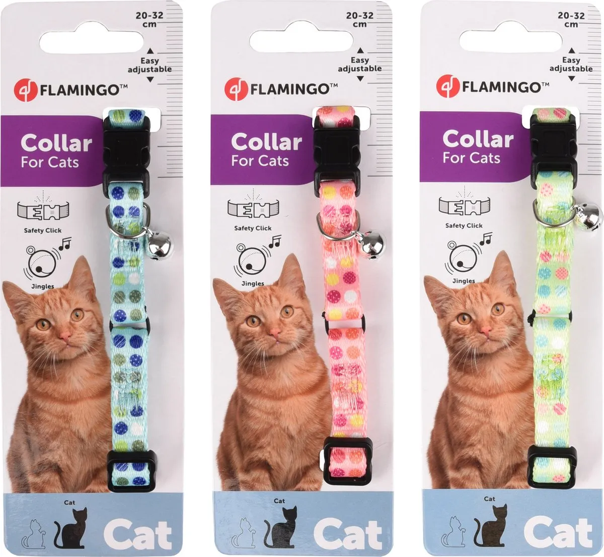 Flamingo Kattenhalsband Sarina - Assorti Multi-Color 20-32cm