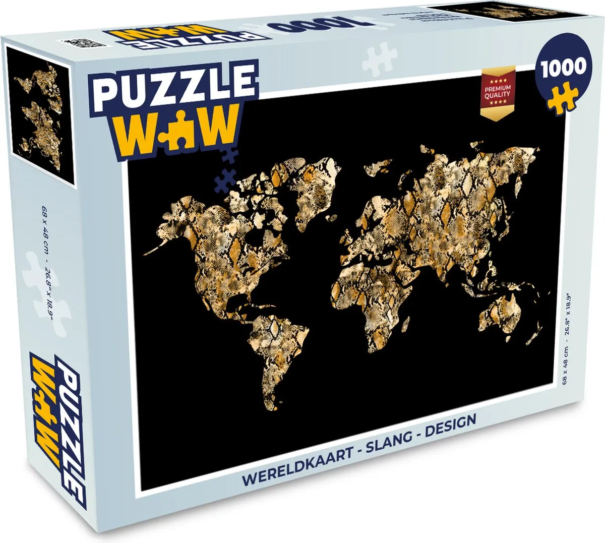 PuzzleWow Wereldkaart Slang Legpuzzel 1000 Stuks
