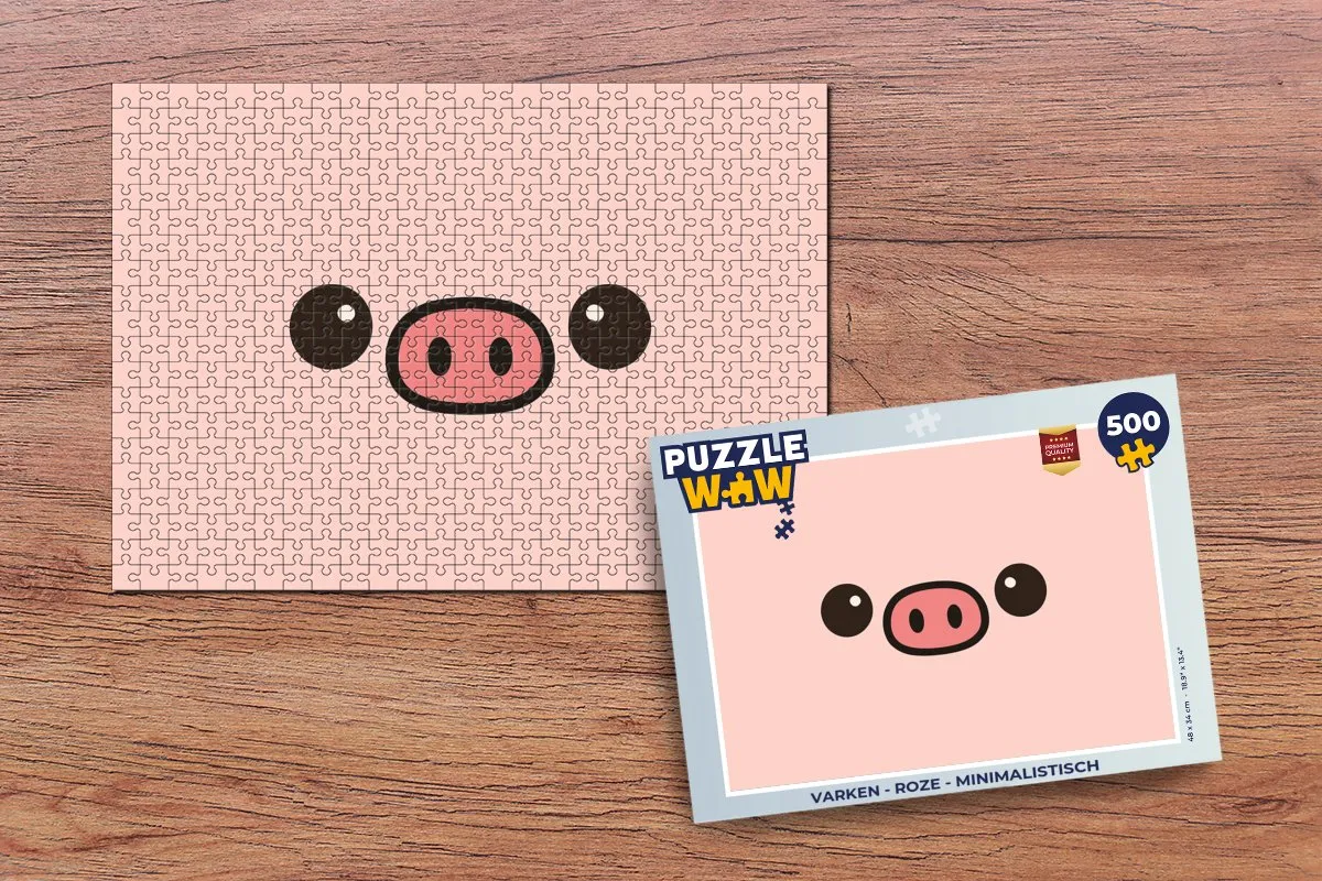 PuzzleWow Minimalistisch Varken Legpuzzel 500 Stuks - Roze