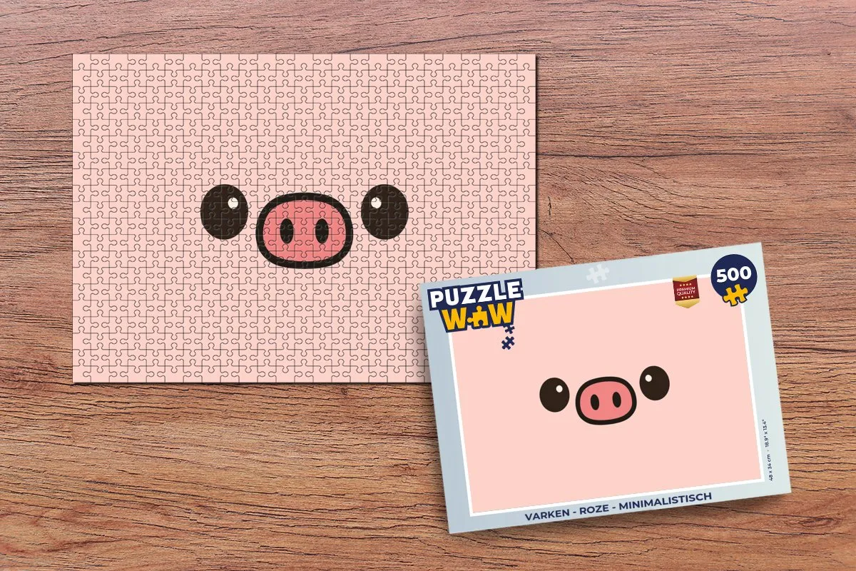 PuzzleWow Minimalistisch Varken Legpuzzel 500 Stuks - Roze