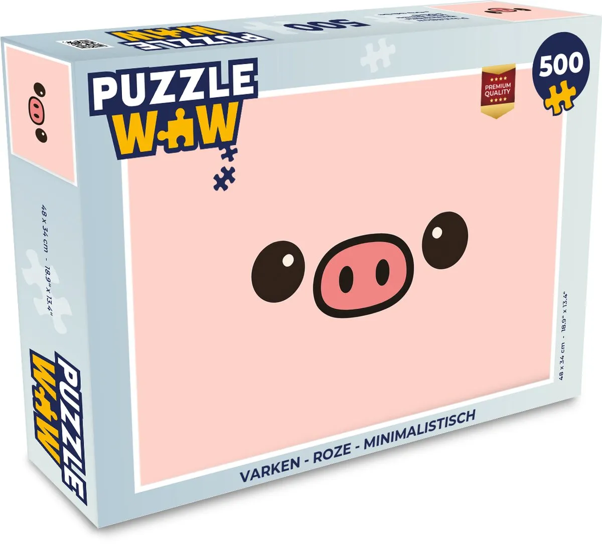 PuzzleWow Minimalistisch Varken Legpuzzel 500 Stuks - Roze